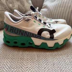 On Running Cloudmonster White & Green Running Shoes